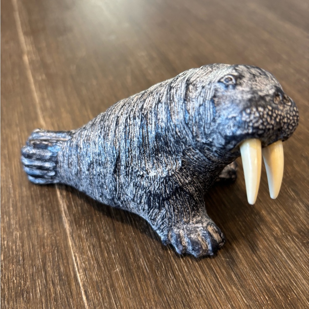 (A wolf Original) Gray Walrus Soapstone sculpture